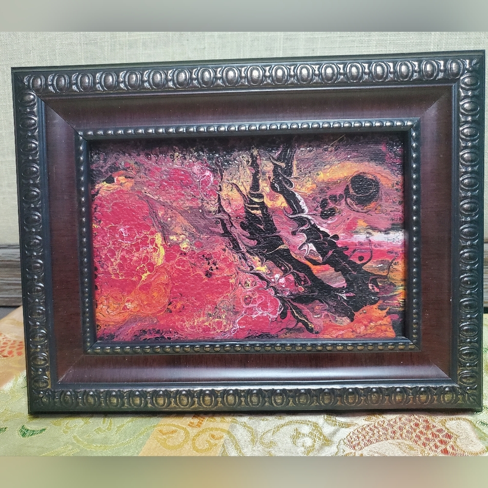 Lunar Eclipse Textured Painting, Original Abstract Painting Signed, 2020
